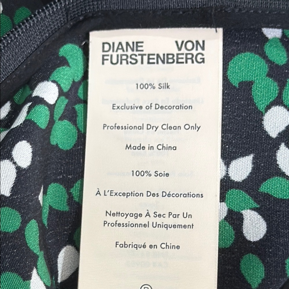 Diane Von Furstenberg Floral Green Black White Wide Leg High Rise SILK Pants - Picture 12 of 13